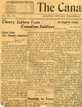 Reference to Bull in Johnston Letter, June 1917 Echo